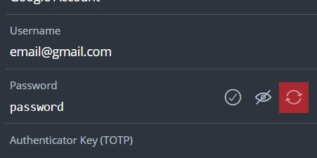 Regenerate password button