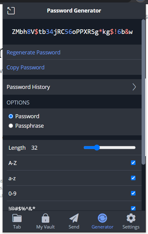Using Bitwarden to generate a secure password